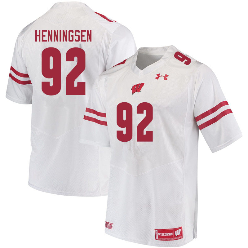 Men #92 Matt Henningsen Wisconsin Badgers College Football Jerseys Sale-White